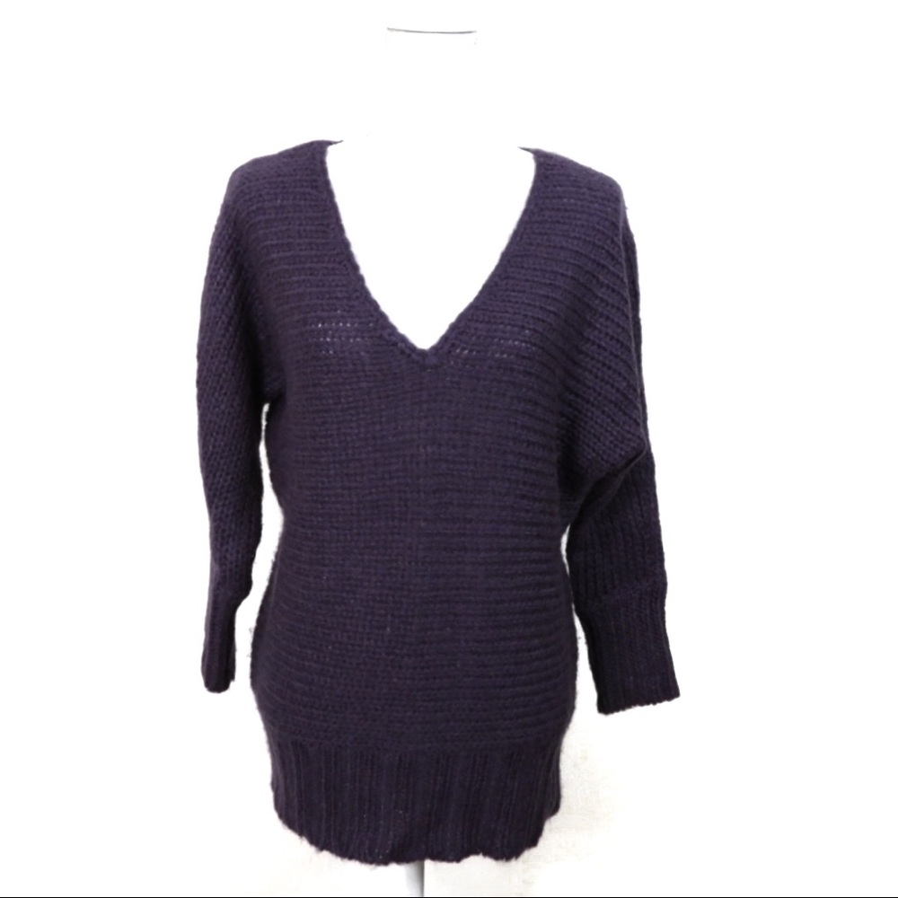 T820 American Eagle Wool Blend Purple V Neck